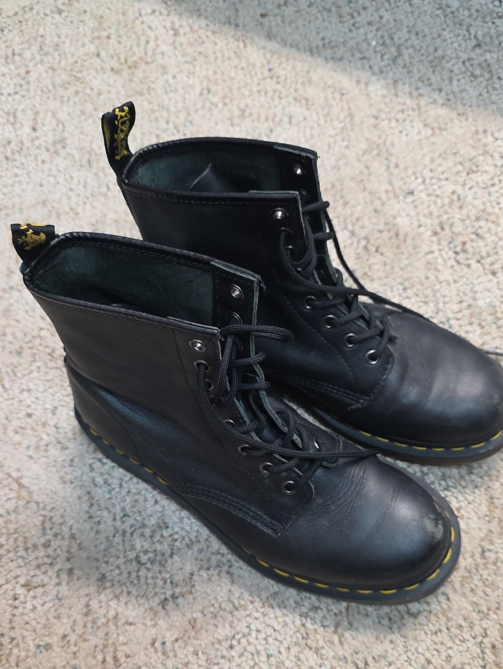 Dr. Martens Black Boots with Yellow Accents